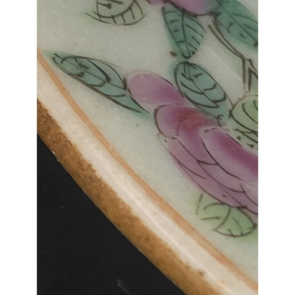 Antique Chinese Celadon Canton Famille Rose Plate 7